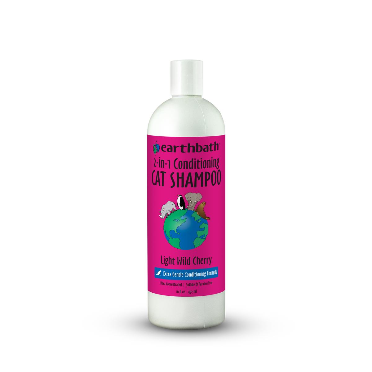 Earthbath 2-in-1 Conditioning Cat Shampoo bottle with pink label on a white background
