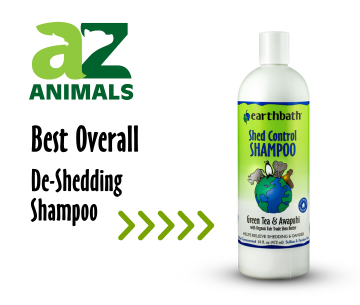 Shed Control Shampoo with AZ Animals Logo on white background