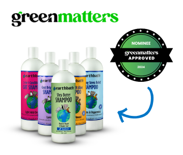 earthbath shampoos with GreenMatters logo on white background
