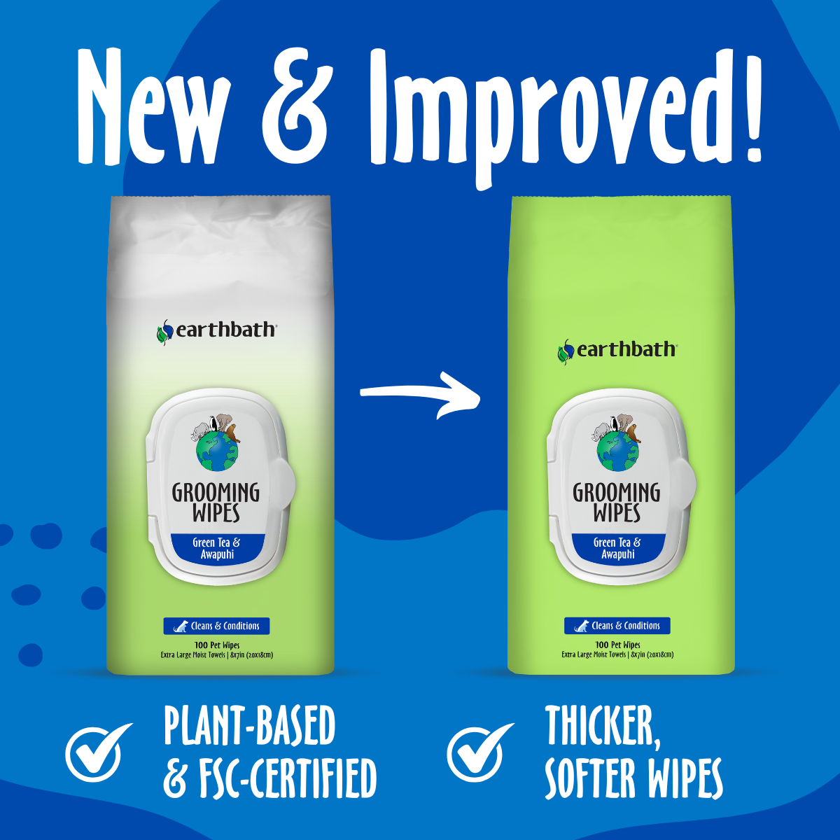 Grooming Wipes - Green Tea & Awapuhi New & Improved package