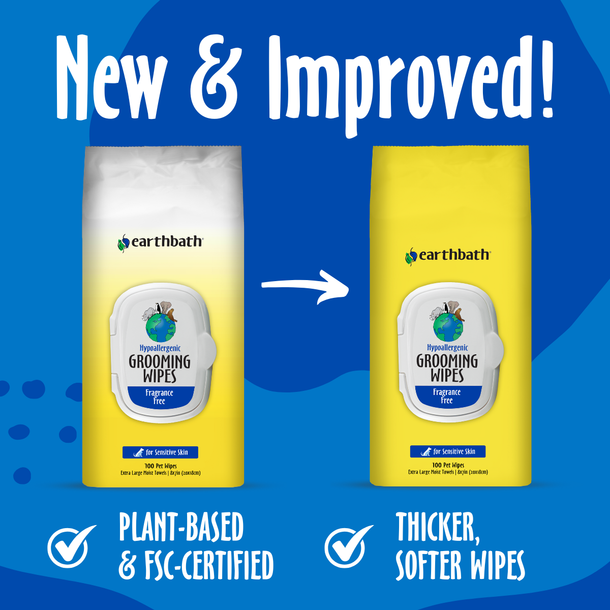 Hypoallergenic Grooming Wipes New & Improved Package