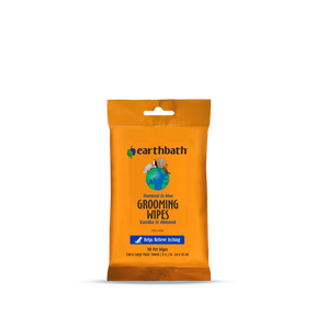 Orange pack of Earthbath grooming wipes on a white background