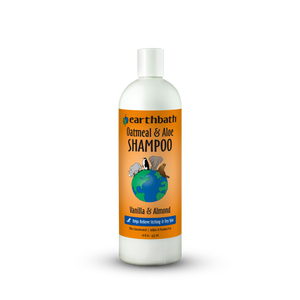 Bottle of Earthbath Oatmeal & Aloe Shampoo on a white background