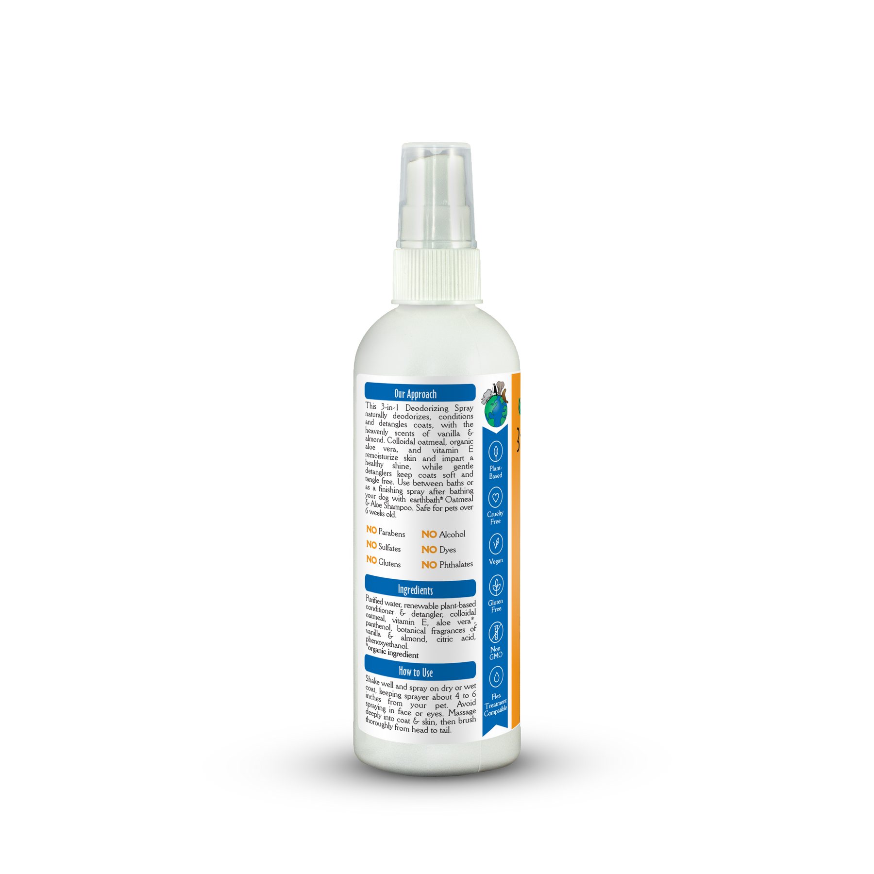 White spray bottle with label on a white background