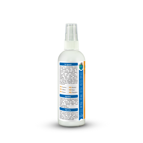 White spray bottle with label on a white background