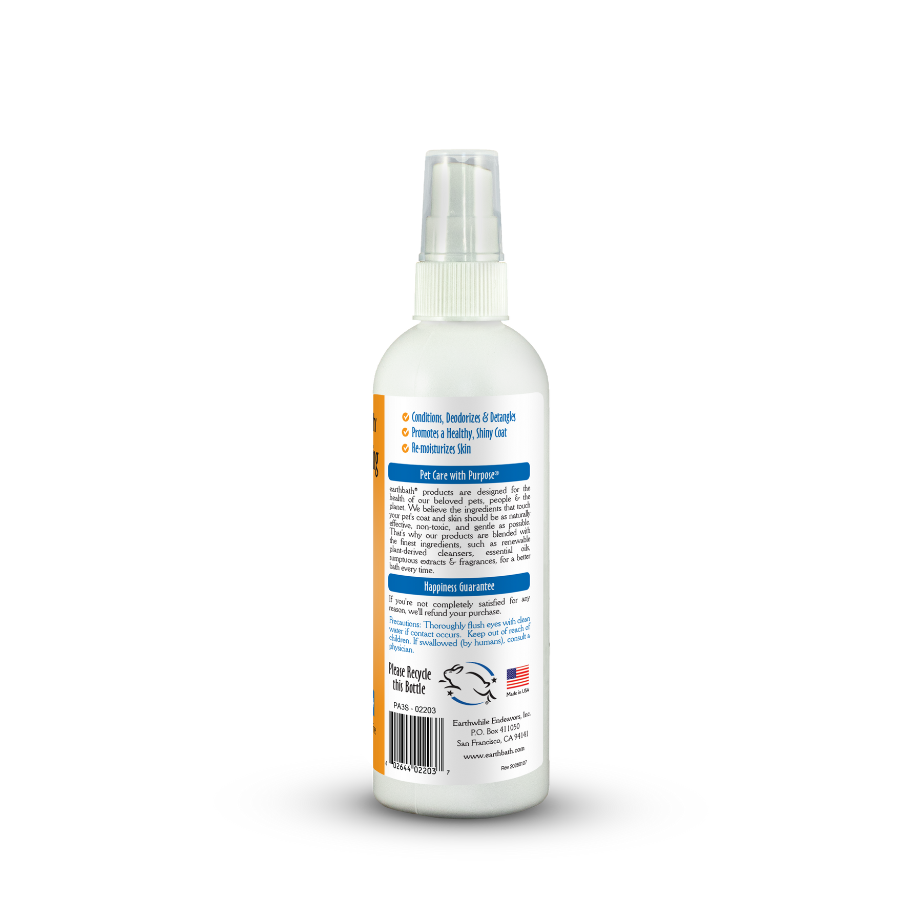 White spray bottle with label on a white background