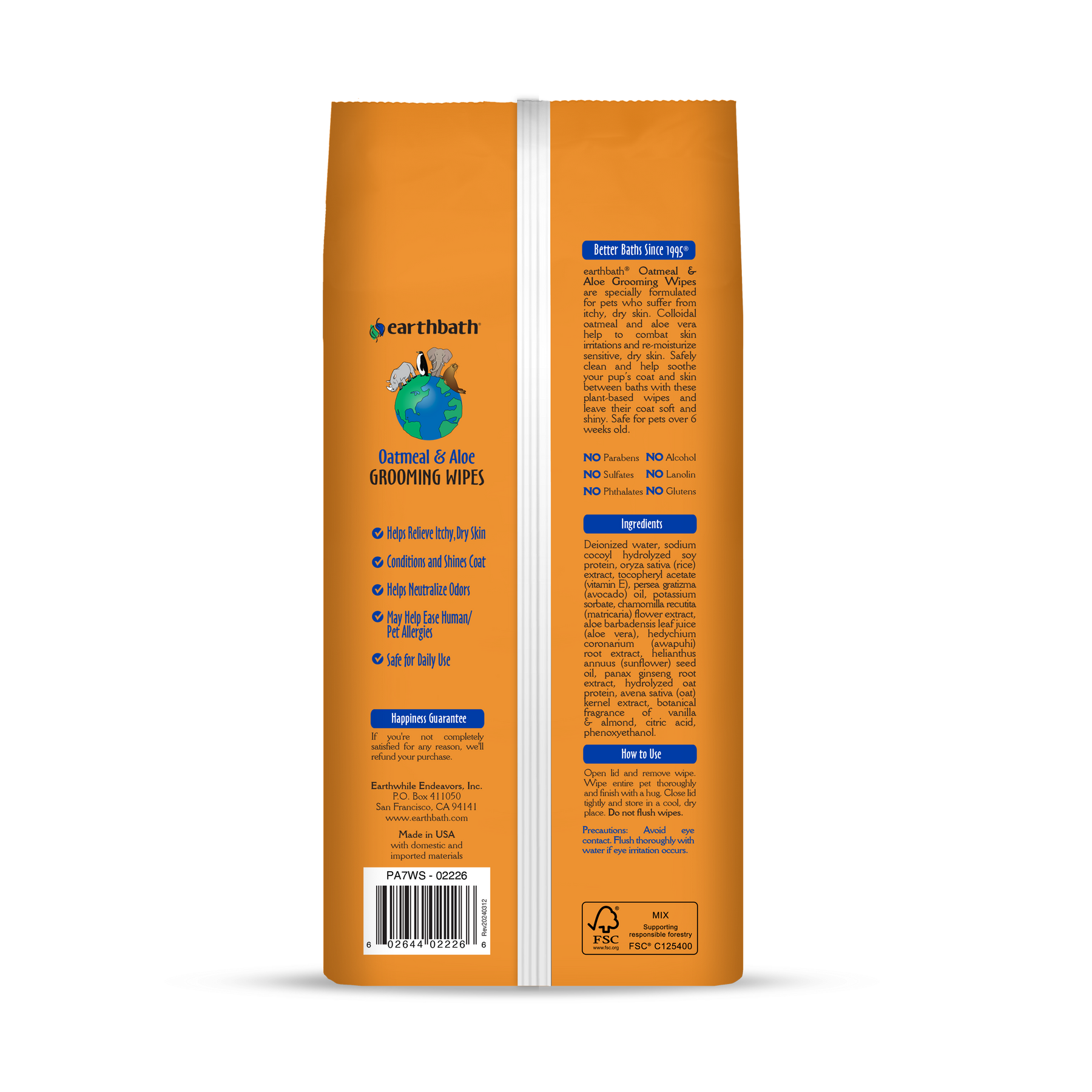 Grooming Wipes - Oatmeal & Aloe back