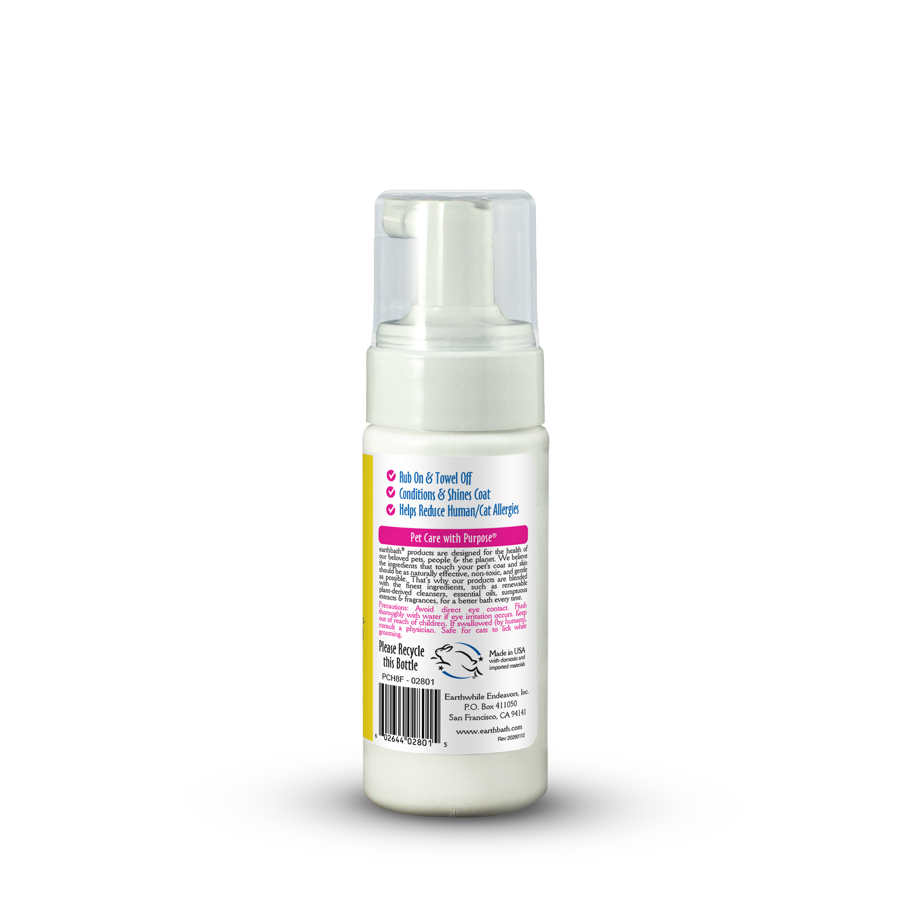 Foam bottle with label on a white background