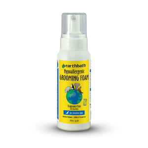 Bottle of Earthbath hypoallergenic grooming foam on a white background