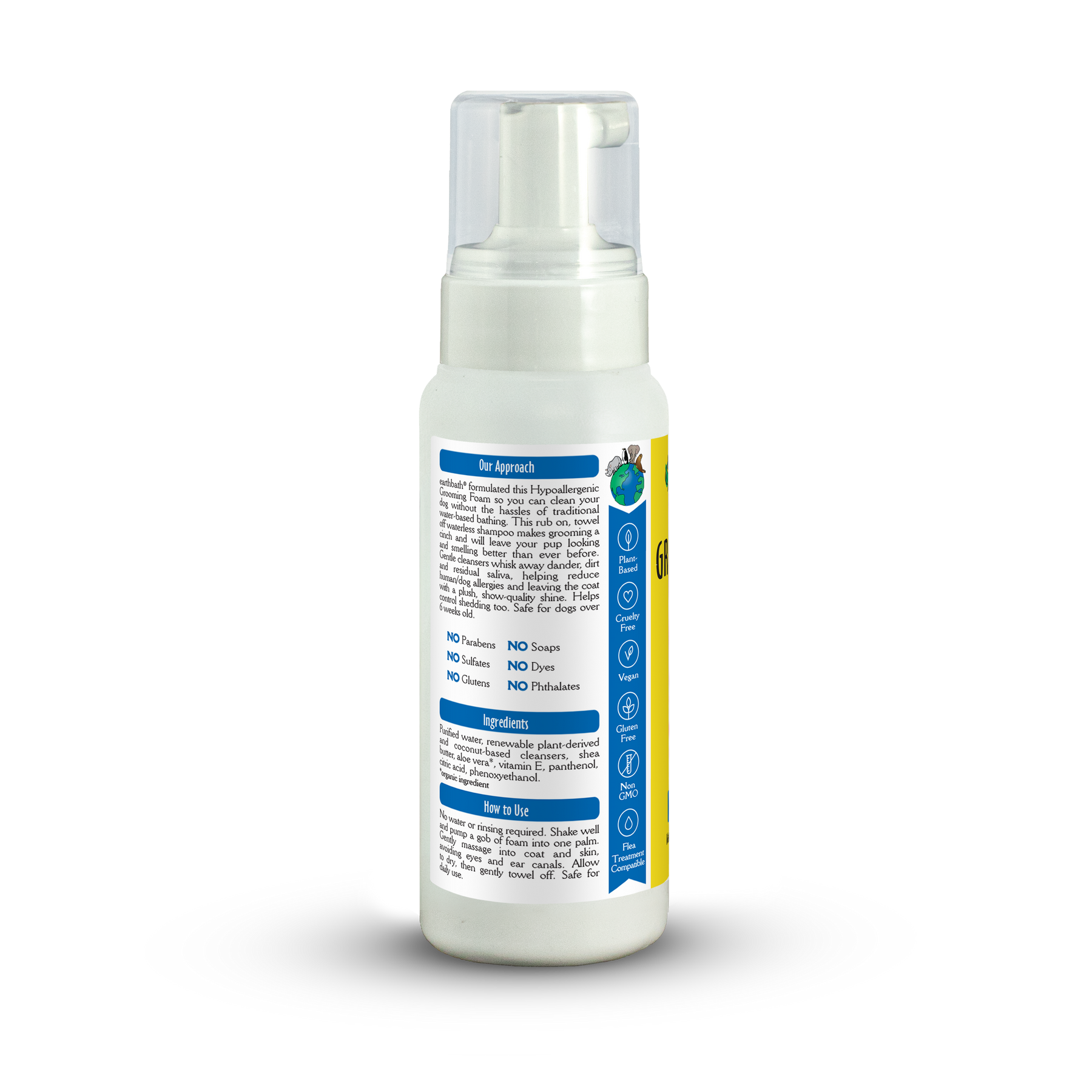White spray bottle with a label on a white background