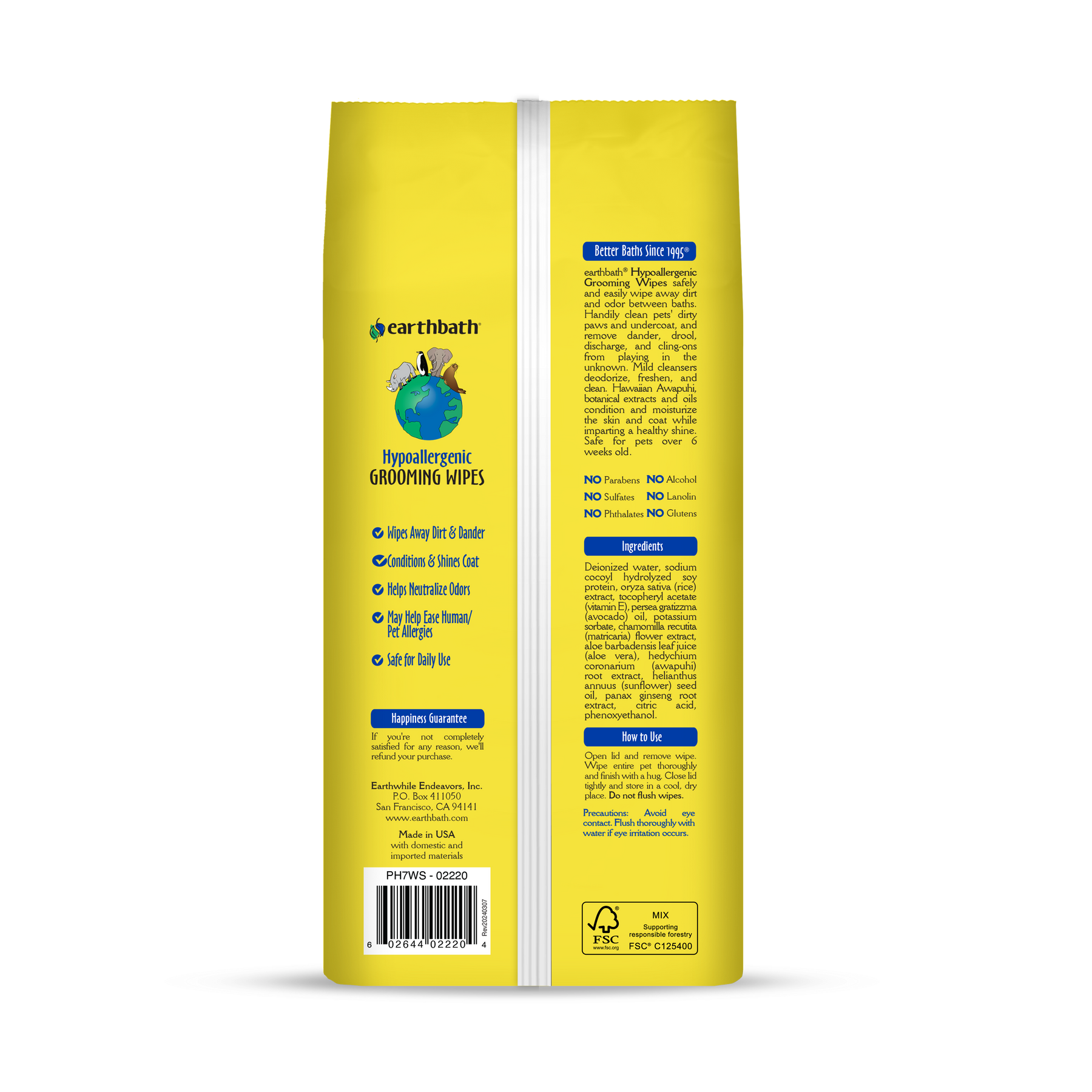 Hypoallergenic Grooming Wipes back