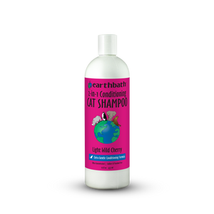 Earthbath 2-in-1 Conditioning Cat Shampoo bottle with pink label on a white background