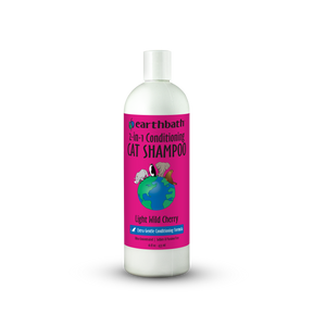 Earthbath 2-in-1 Conditioning Cat Shampoo bottle with pink label on a white background