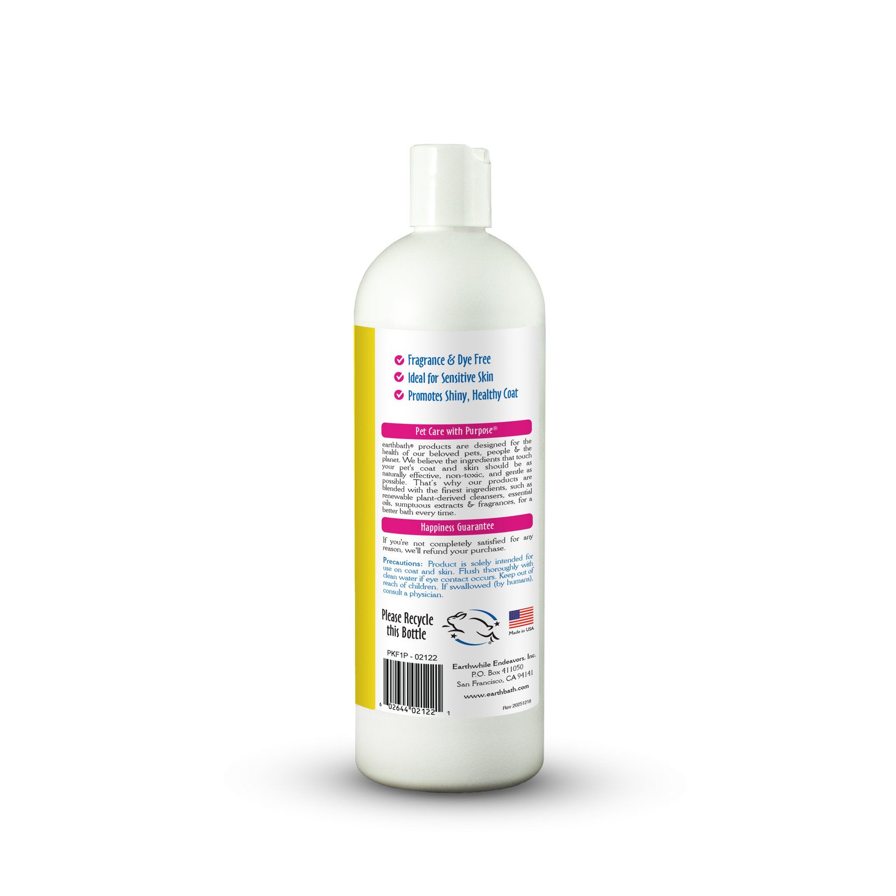 White bottle with a label on a white background