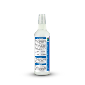 White spray bottle with a label on a white background