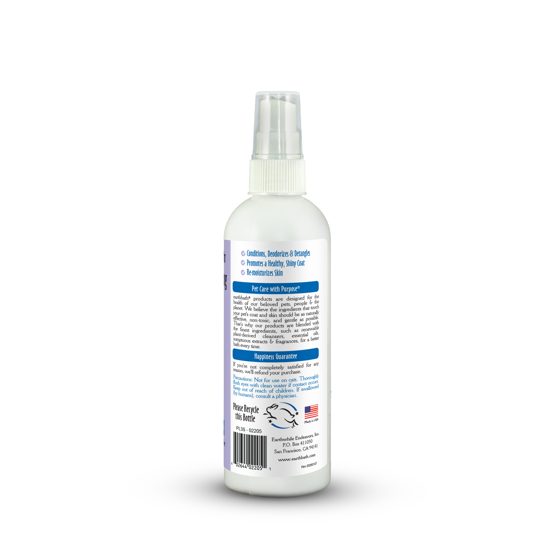 White spray bottle with label on a white background