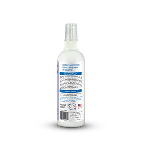 White spray bottle with label on a white background