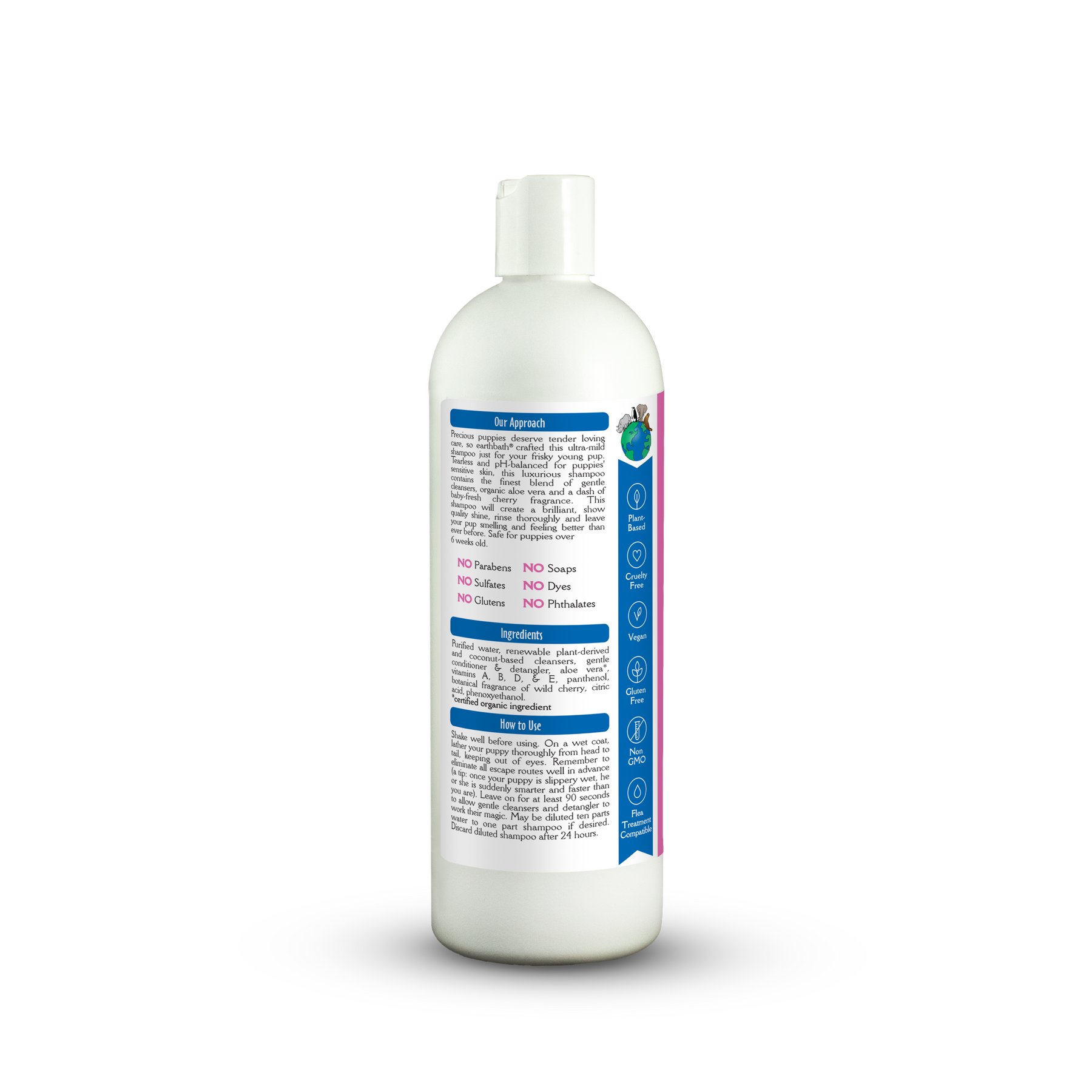 White bottle with a label on a white background