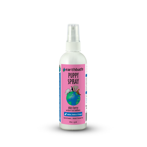 Earthbath Puppy Spray bottle with pink label on a white background