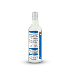White spray bottle with a label on a white background