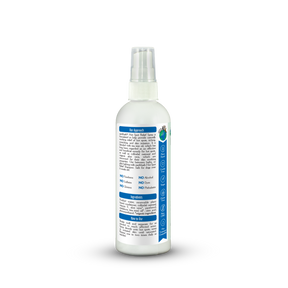 White spray bottle with a label on a white background