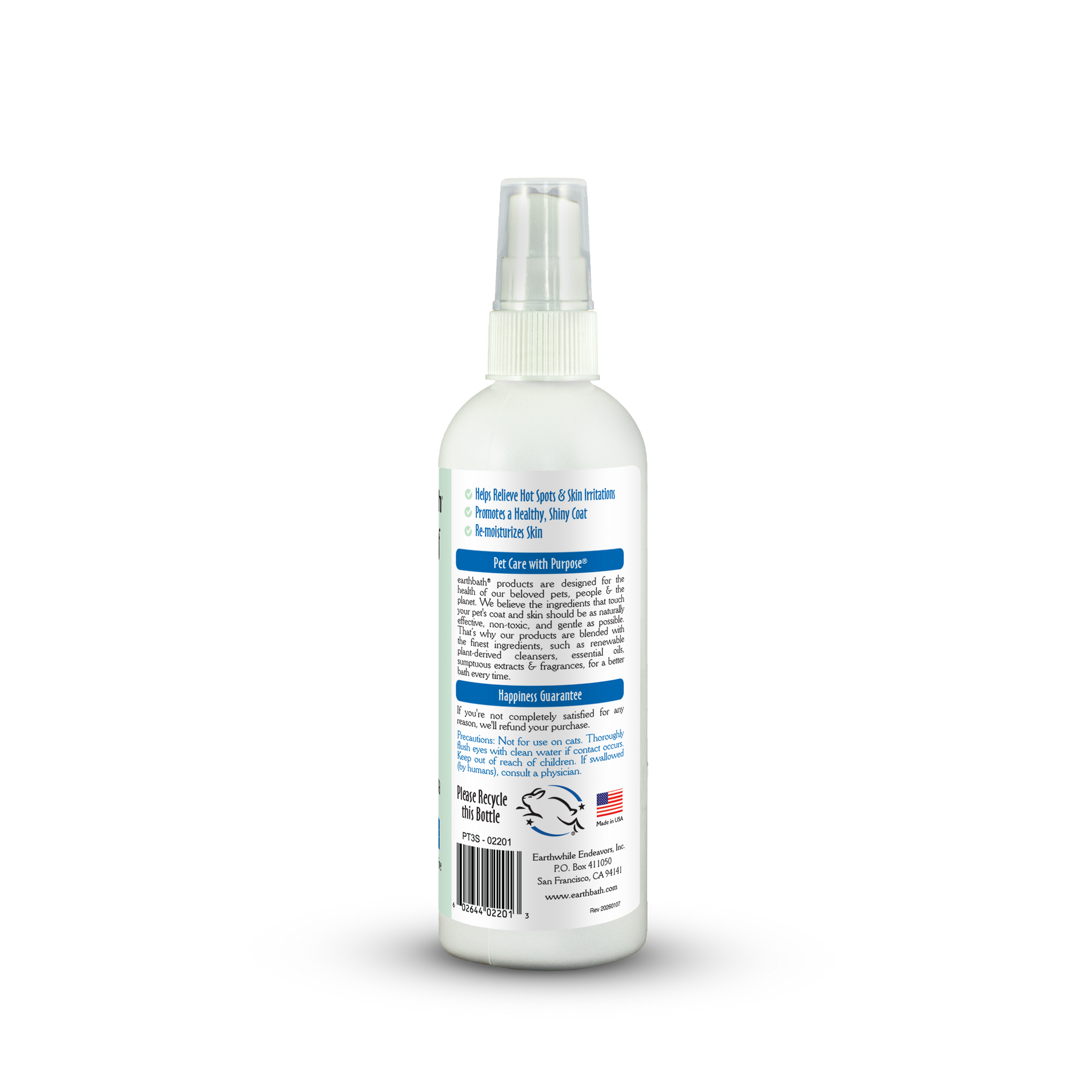 White spray bottle with label on a white background