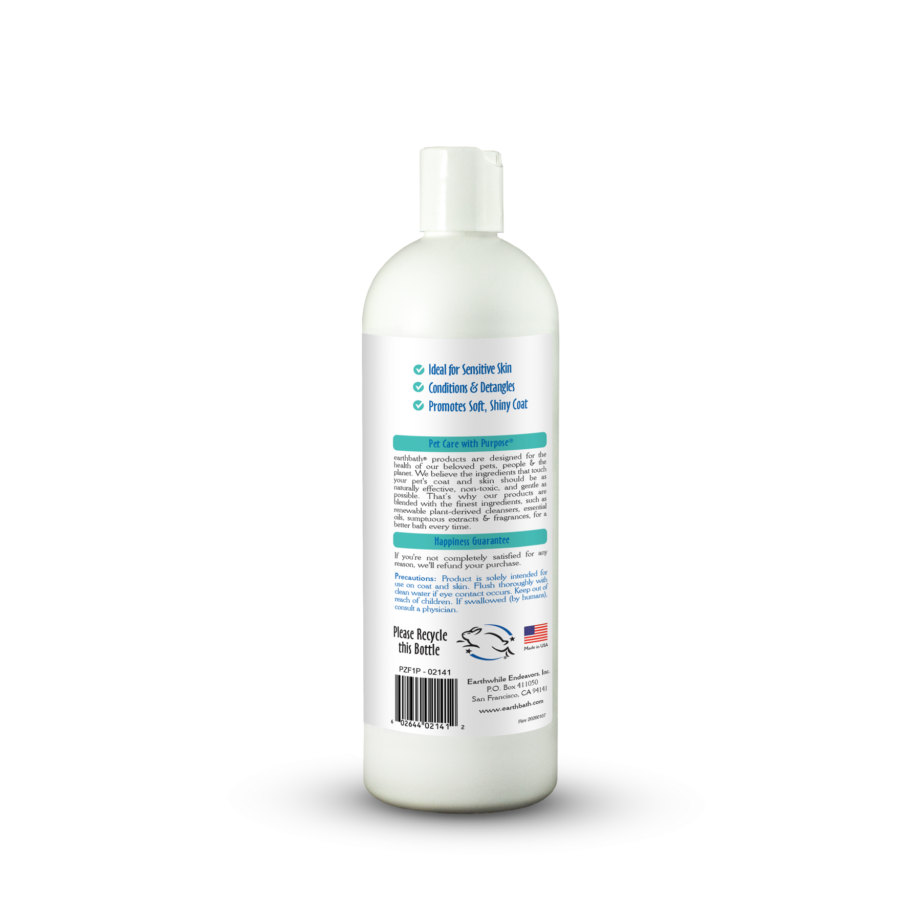 White bottle with label on a white background