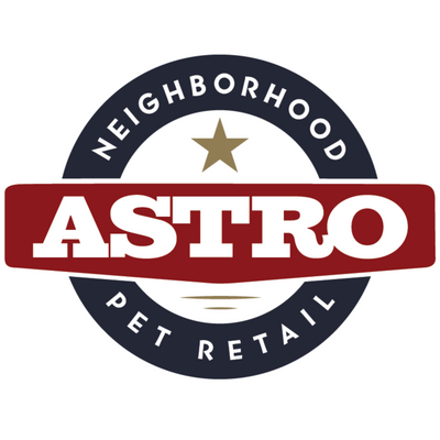 Logo of Astro Neighborhood Pet Retail with a star in the center on a white background