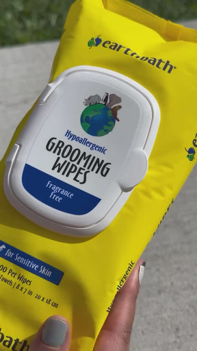 video of hypo wipes being used on a long haired wiener dog