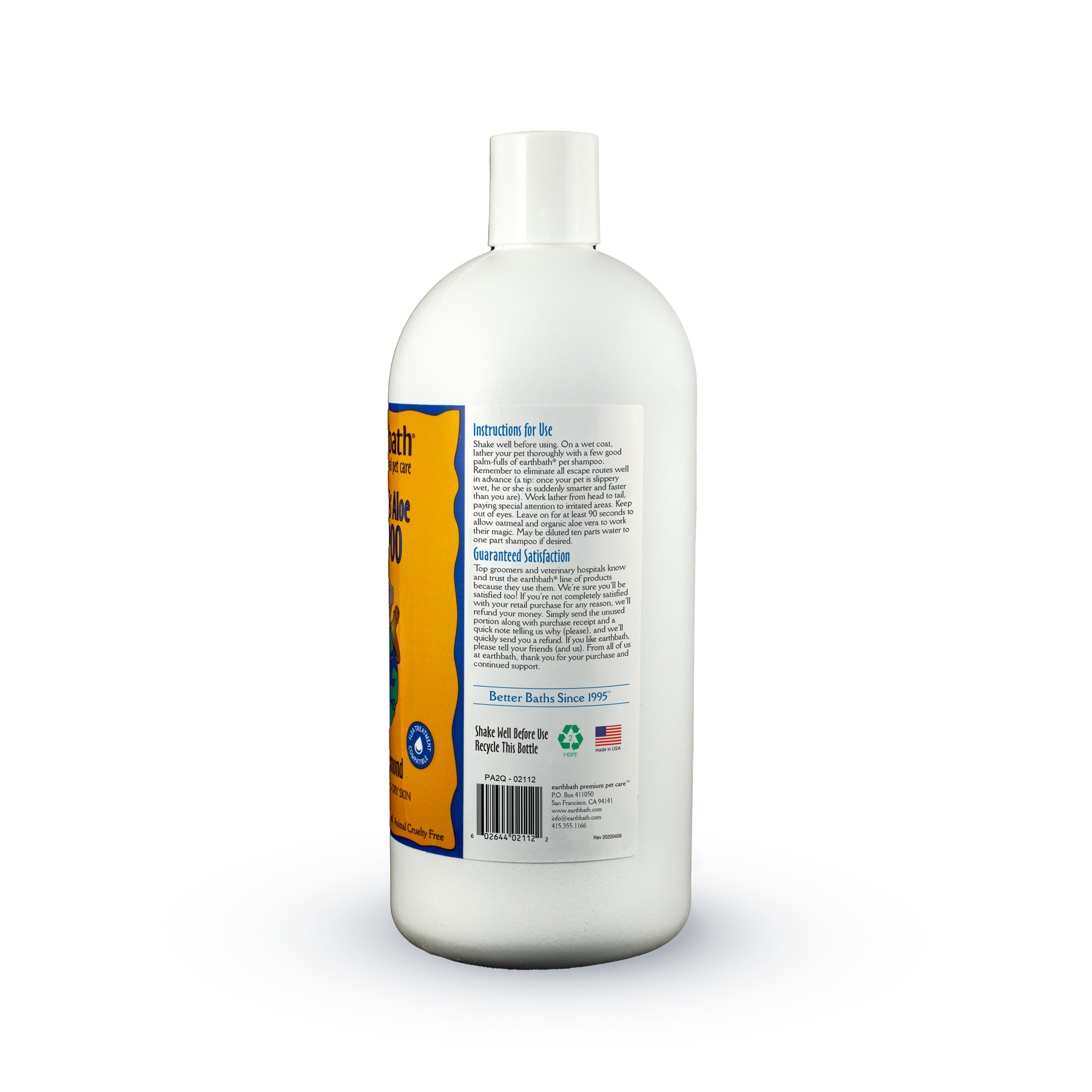 earthbath® Oatmeal & Aloe Shampoo, Vanilla & Almond, Helps Relieve Itchy Dry Skin, Made in USA, 32 oz
